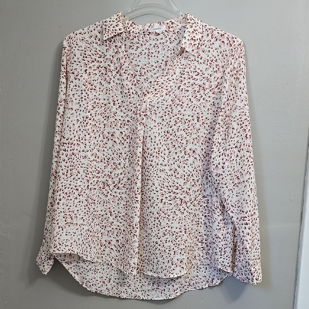 Women's Cream and Pink Patterned Blouse Maurices